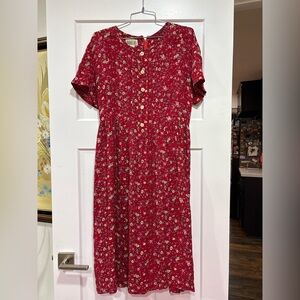 Vintage Robbie Bee Red Floral Prairie Dress